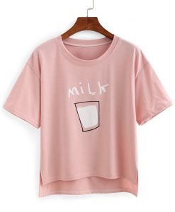 Shop Drop Shoulder Milk Print T-shirt RE23