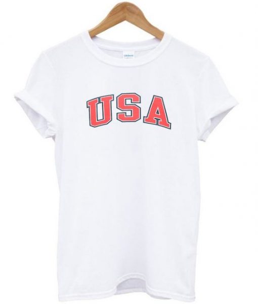 USA red font t-shirt RE23