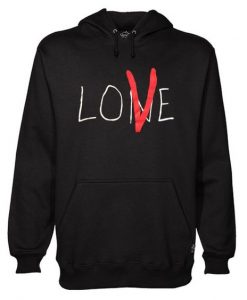 Vlone `Lone Love' NYC Red on Black Hoodie RE23