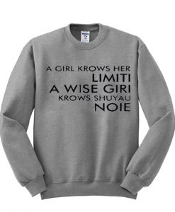 a girl krows her limiti sweatshirt IGS
