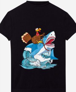 Awesome Dabbing Turkey Riding Shark T Shirt ZX03