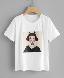 Figure Girl Print Tee T-Shirt RE23