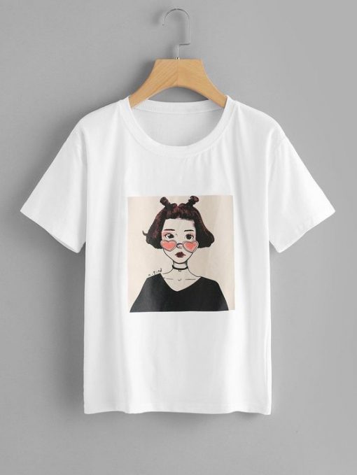 Figure Girl Print Tee T-Shirt RE23