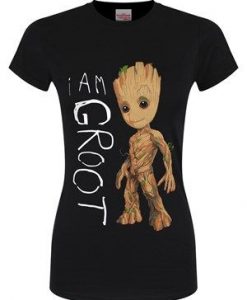 Guardians Of The Galaxy I Am Groot Ladies Black T-Shirt ZX03