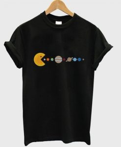 Pac Man Sun Eating Other Planets T-Shirt ZX03