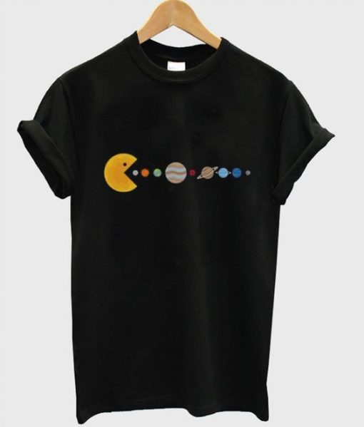 Pac Man Sun Eating Other Planets T-Shirt ZX03