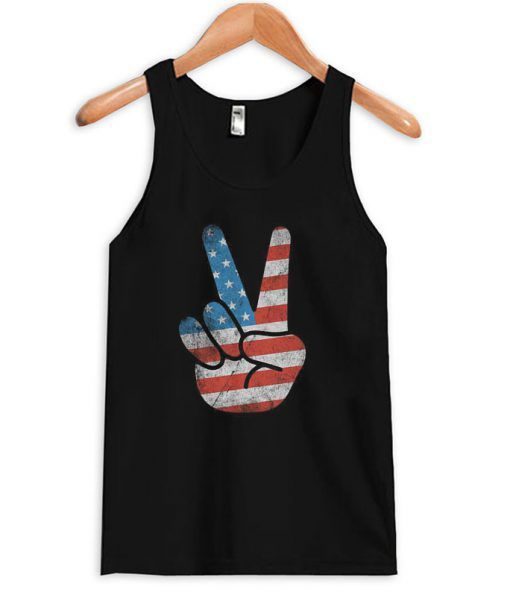 Patriotic Peace Sign USA Tanktop RE23