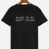 Black Slogan Print T-shirt REW