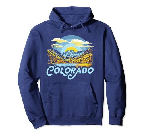 Colorado Maroon Bells Retro Mountains Pullover Hoodie ZX03