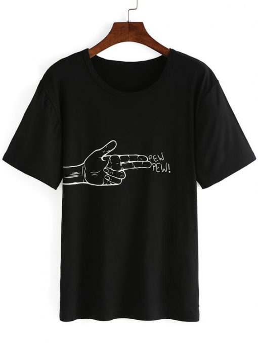 Finger Gun Print T-Shirt REW