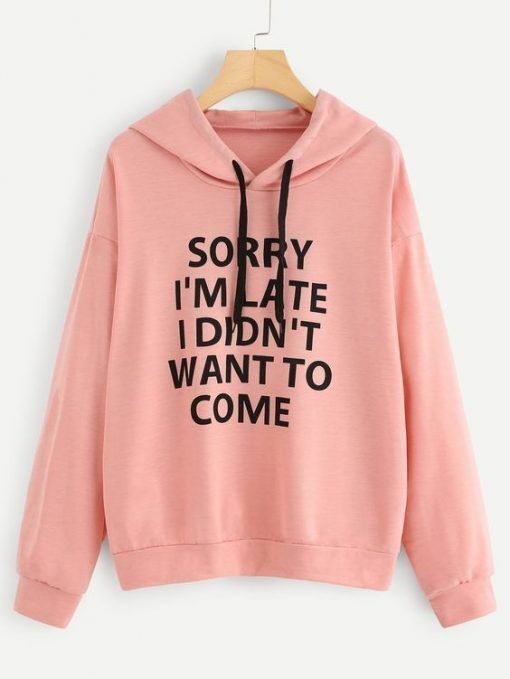 Slogan Print Drop Shoulder Hoodie RE23