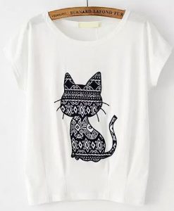 Cat Pattern Patch T-shirt ADR