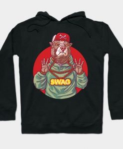 Swag Pit Bull Bulldog Hip Hop Rap Hoodie REW