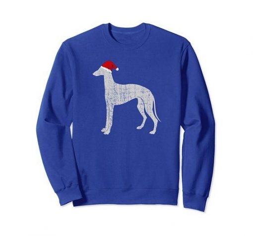Vintage Santa Hat Greyhound Dog Sweatshirt REW