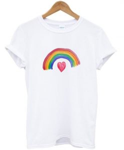 rainbow over heart t-shirt REW