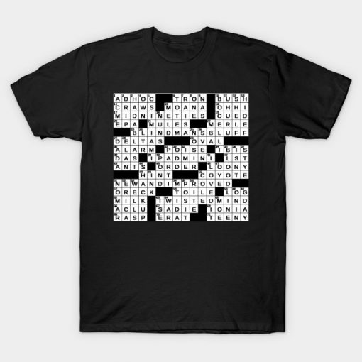 spot on a shirt crossword clue T-shirt REW