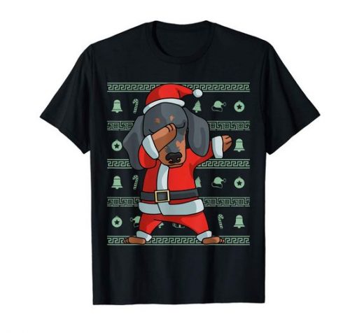 Dabbing Dachshund Funny Christmas Dab Shirt Men's T-Shirt RE23