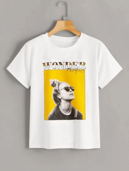Figure And Letter Print Tee ZX03
