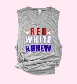 RED AND WHITE BREW TANK TOP ZX06
