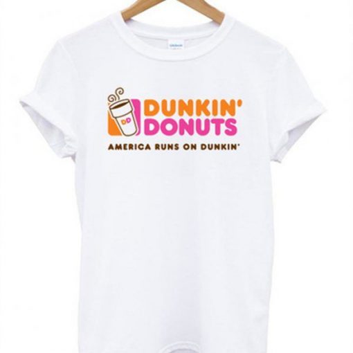 dunkin donuts america runs on dunkin tshirt ZX03