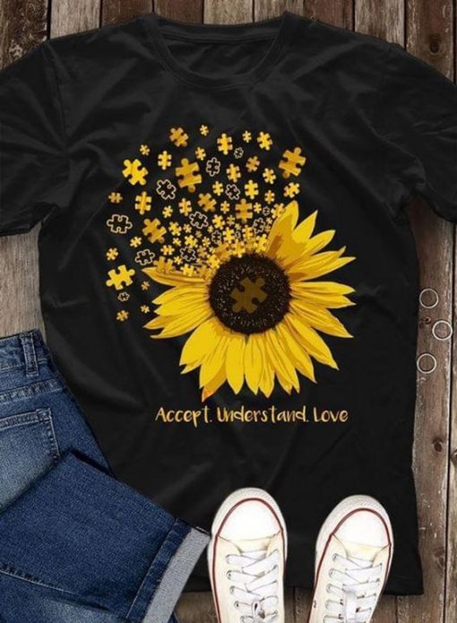 Autism Sunflower Accept T Shirt ZX06