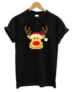 Cheeky Smile Rudolph Red Nose Reindeer T shirt ZX06