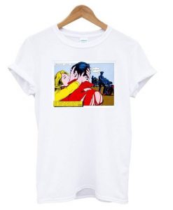 Comic Strip Kiss White t shirt ZX06