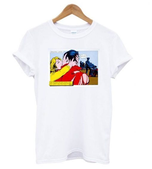 Comic Strip Kiss White t shirt ZX06