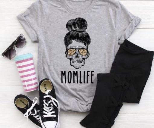 Messy Bun Skull Tshirt ZX06