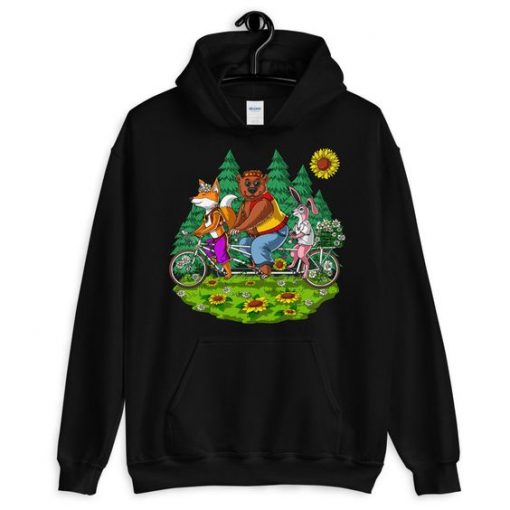 ANIMALS RIDING BICYCLE HOODIE RE23