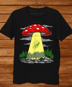 ALIEN ABUCTION MAGIC MUSHROOM T-SHIRT RE23