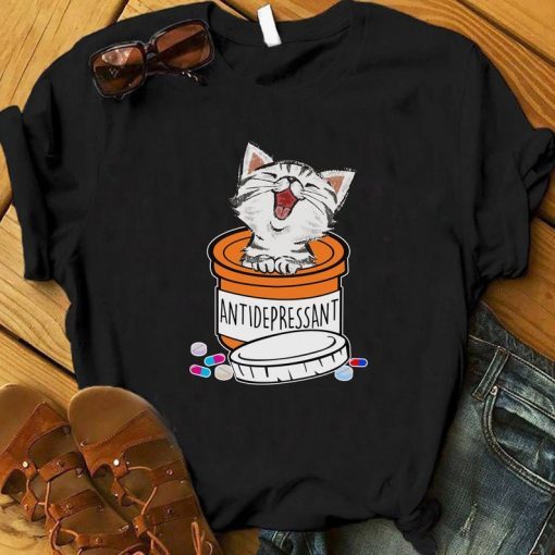 ANTIDEPRESSANT CAT T-SHIRT RE23