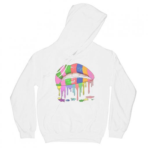 DRIPPING LIPS WHITE HOODIE DN23