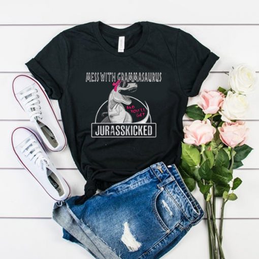 MESS WITH GRAMMARSAURUS AND YOU WILL GET JURASSKICKED T-SHIRT RE23