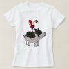 ROOSTER ON A POT BELLIED PIG T-SHIRT RE23