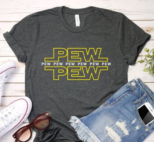 PEW PEW FUNNY SHOOTING SOUNDS T-SHIRT DNXRE