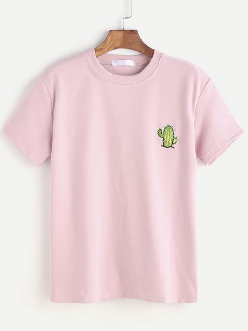 PINK CACTUS EMBROIDERED T-SHIRT DNXRE