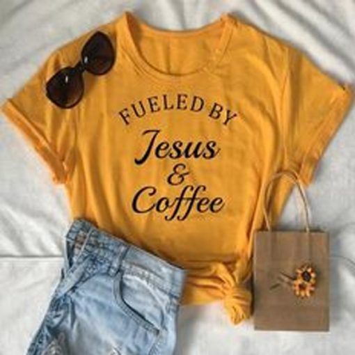 FUELED BY JESUS AND COFFEE T-SHIRT DNXRE