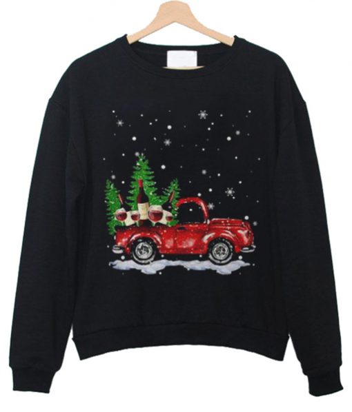 RED TRUCK WINE CHRISTMAS SWEATSHIRT DR23