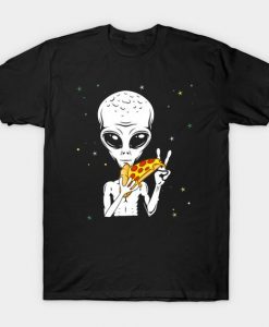 ALIEN EATING PIZZA T-SHIRT S037