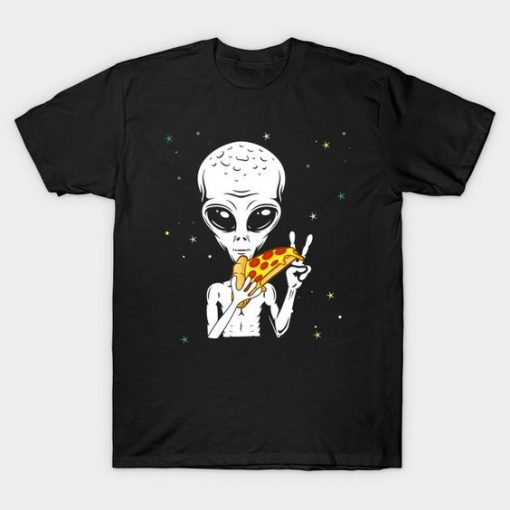 ALIEN EATING PIZZA T-SHIRT S037