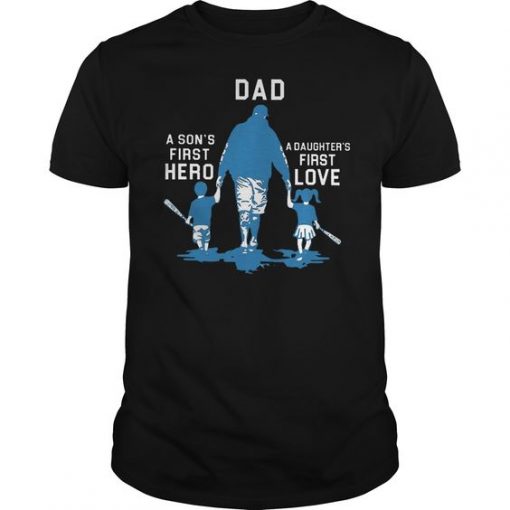 BASEBALL DAD SON AND DAUGHTER T-SHIRT S037