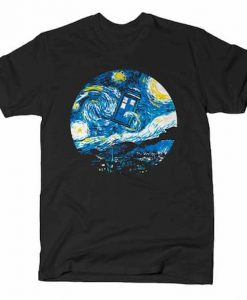 STARRY NIGHT POLICE BOX T-SHIRT DX23