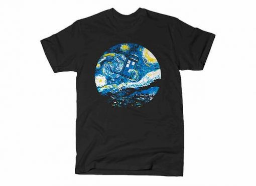 STARRY NIGHT POLICE BOX T-SHIRT DX23