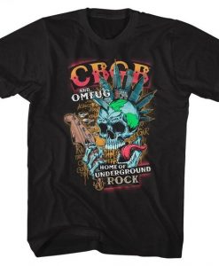 CBGB Guitar Playing New York City Skull t-shirt dx23