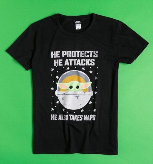 He Protects He Attacks Mandalorian Tshirt