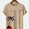 Cotton Coconut Tree Print T-Shirt
