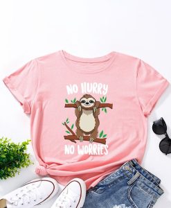Women Cartoon Sloth Print T Shirt