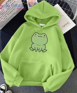 Women Cutie Frog Printed Hoodie