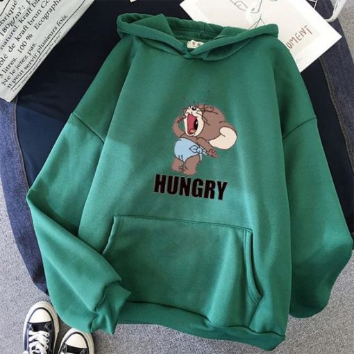 Women Hungry Mouse Theme Cartoon Hoodie